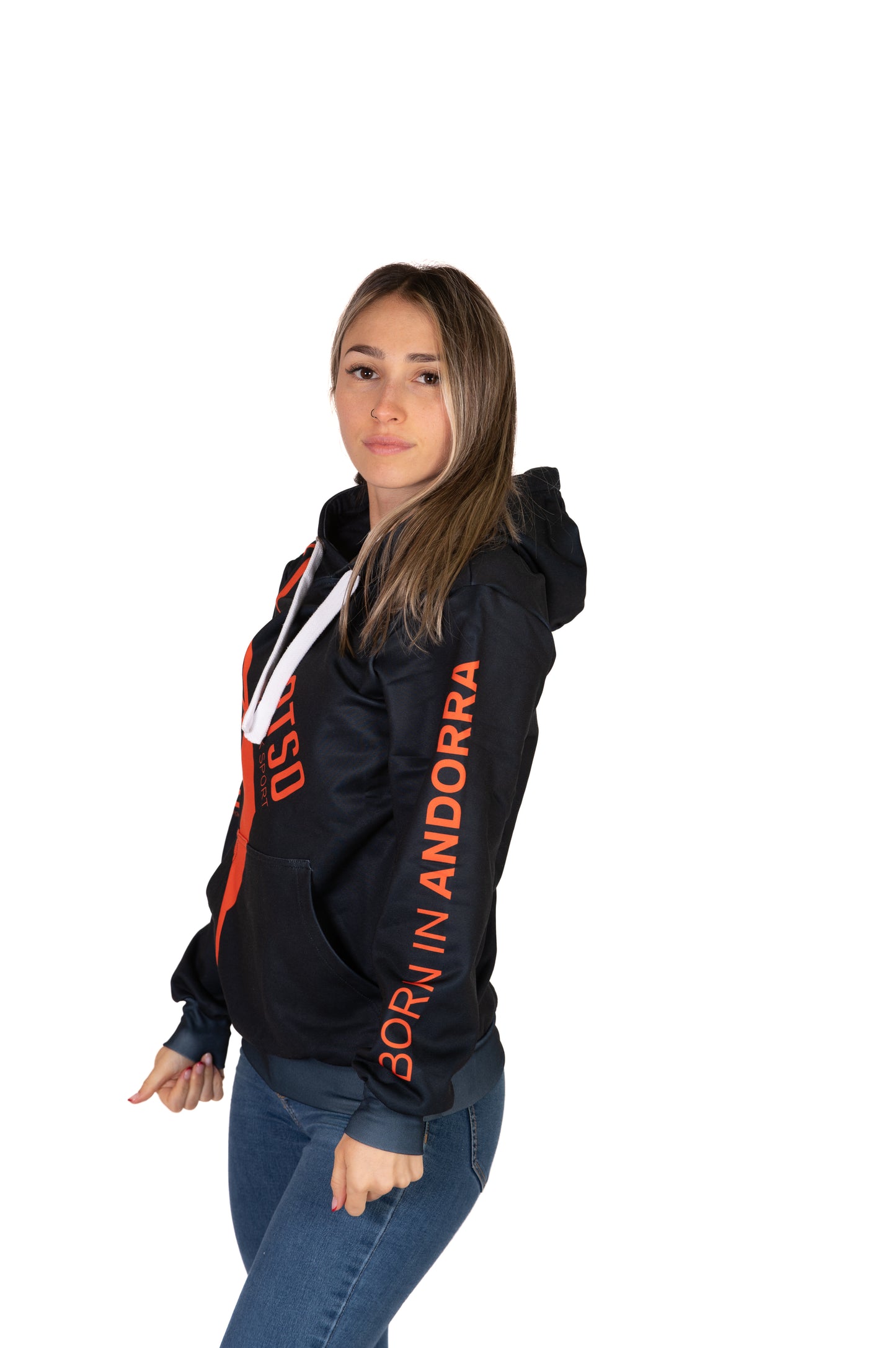 Hoodie - Black & Fluo Orange Otso