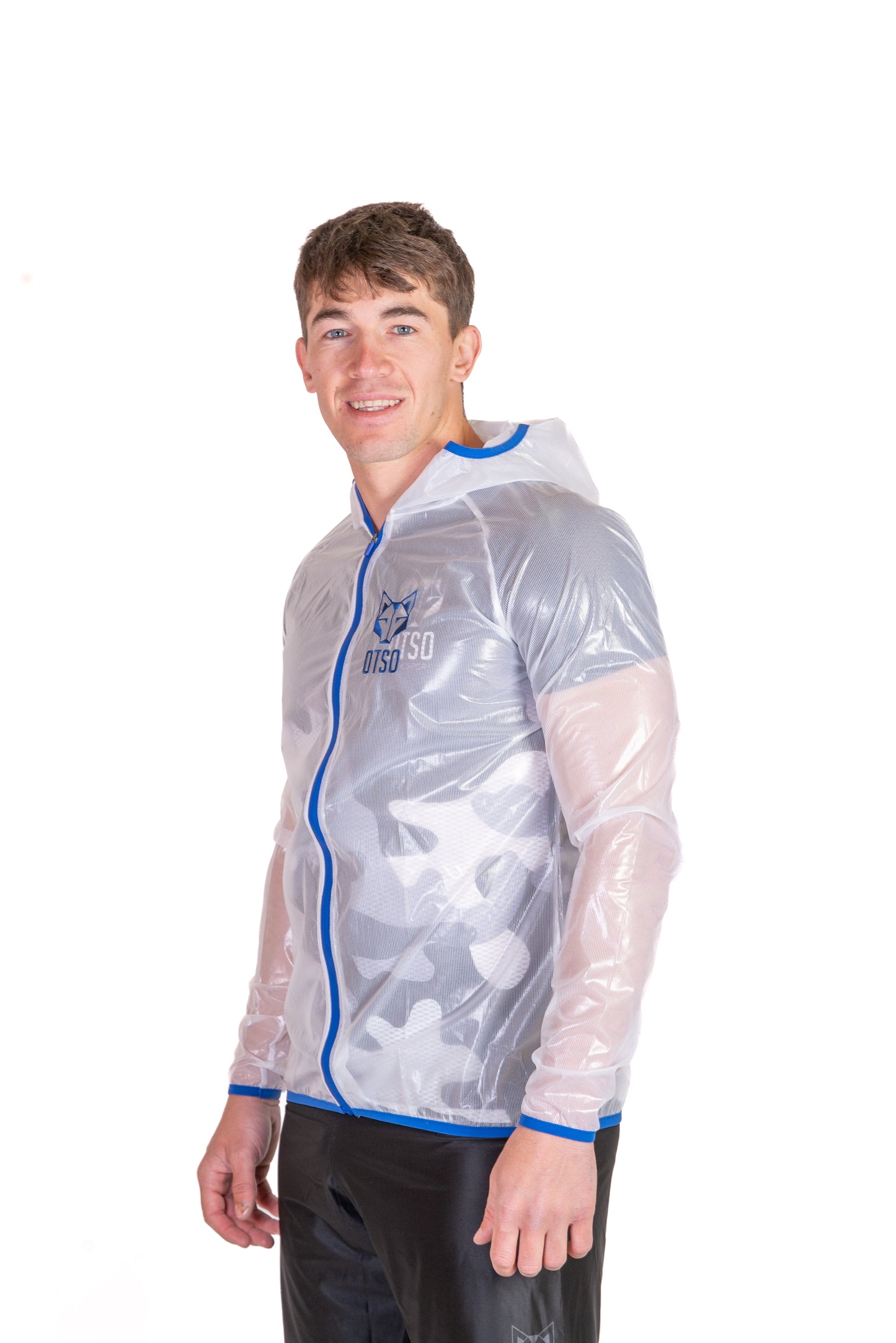 Waterproof Jacket - White & Royal Blue