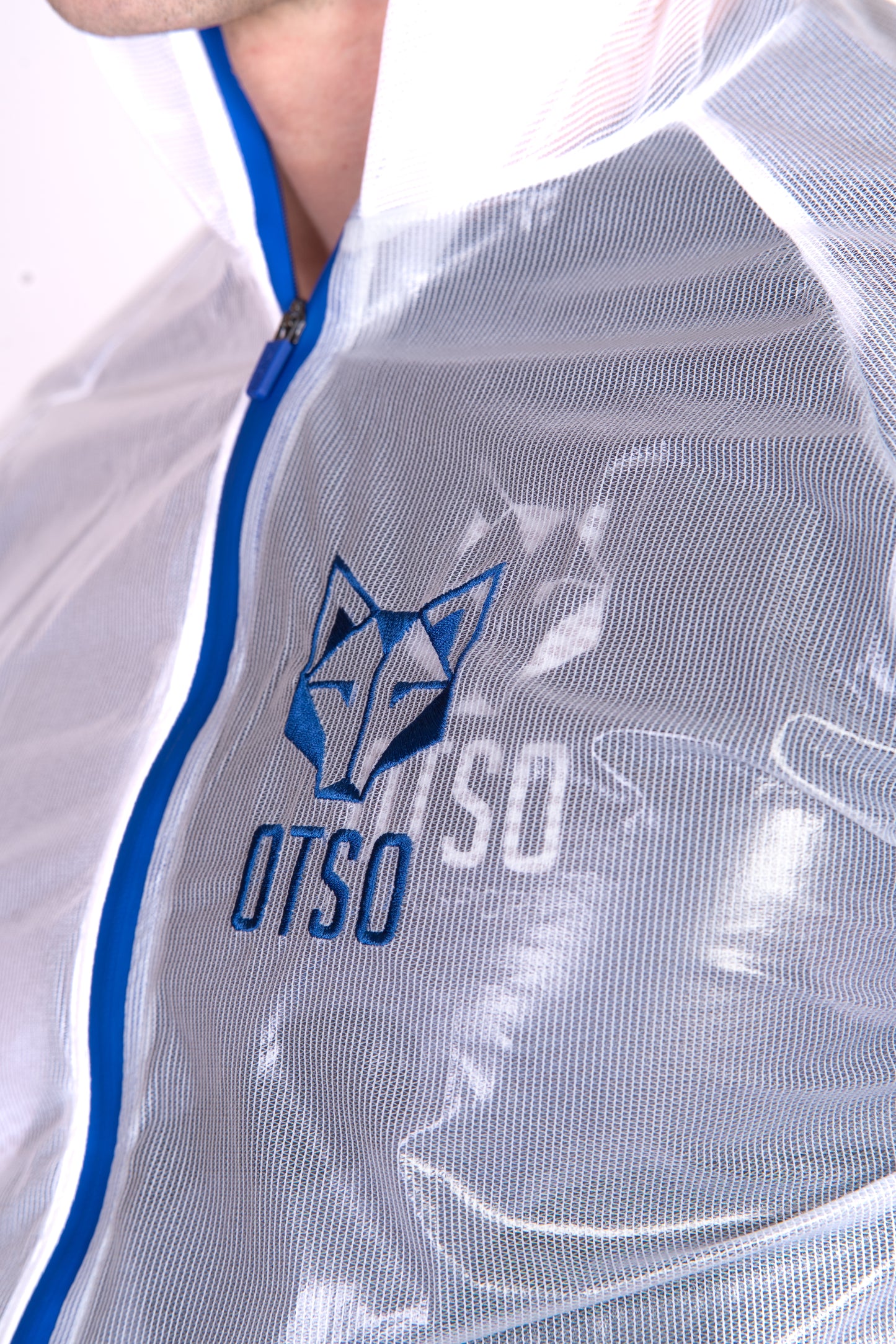 Waterproof Jacket - White & Royal Blue