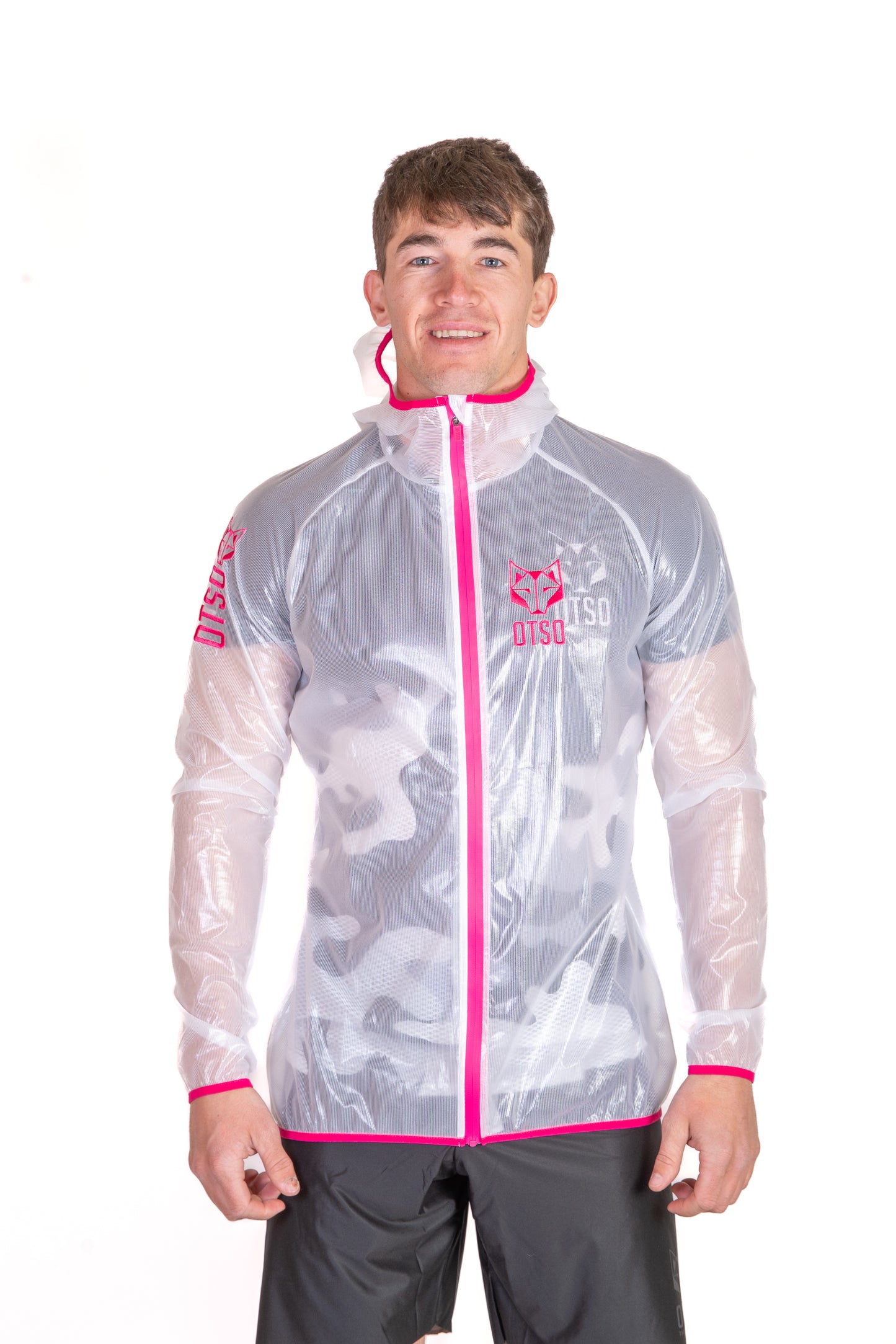Waterproof jacket - White & Fluo Pink