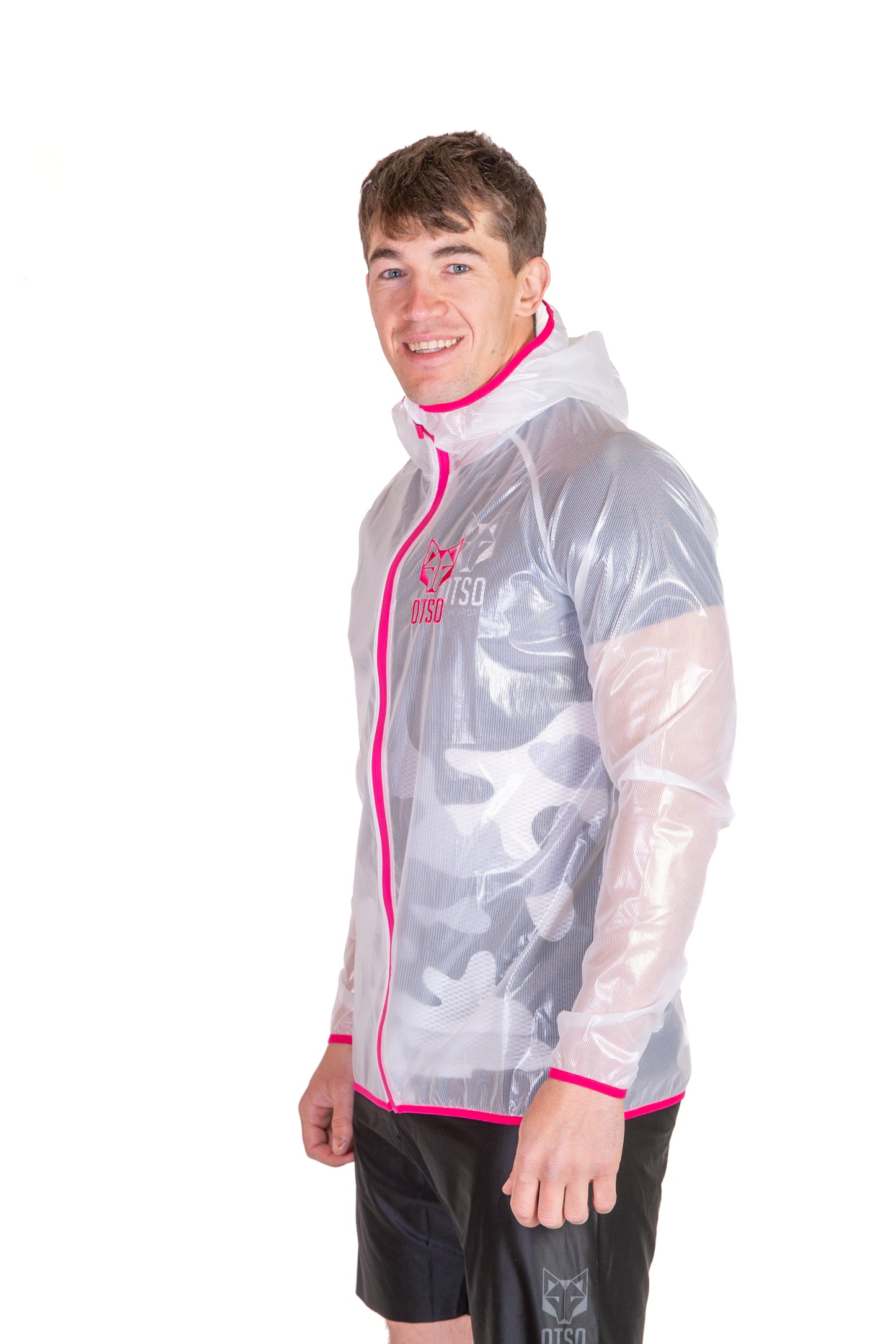 Waterproof jacket - White & Fluo Pink
