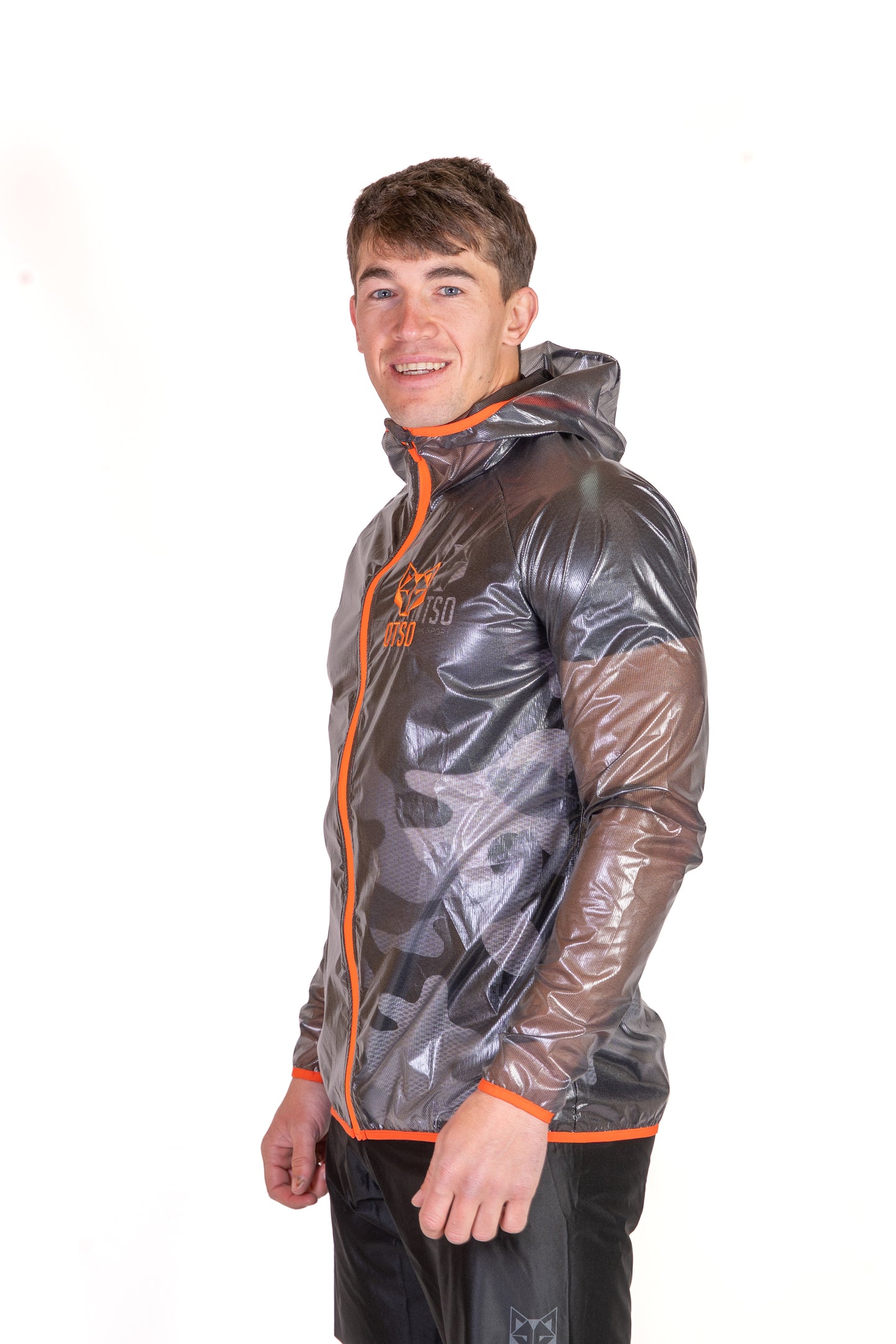 Waterproof jacket - Black & Fluo Orange