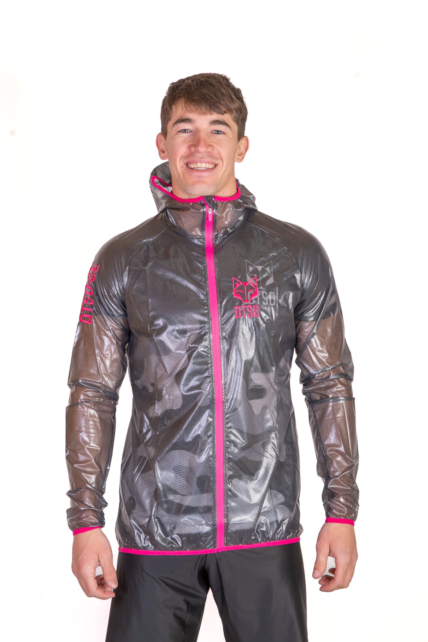 Waterproof Jacket - Black & Fluo Pink
