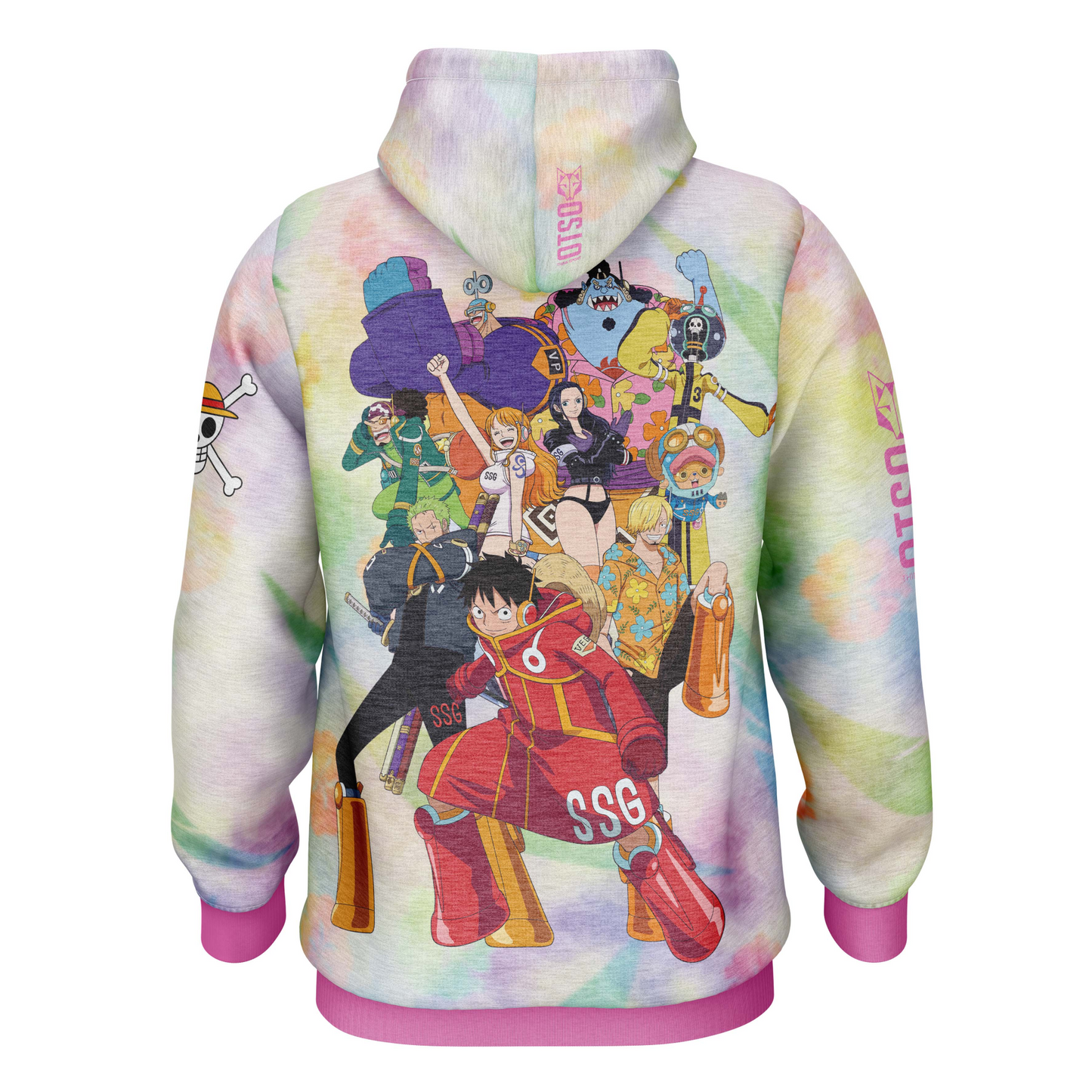 Felpa - One piece egghead luffy and the crew pink