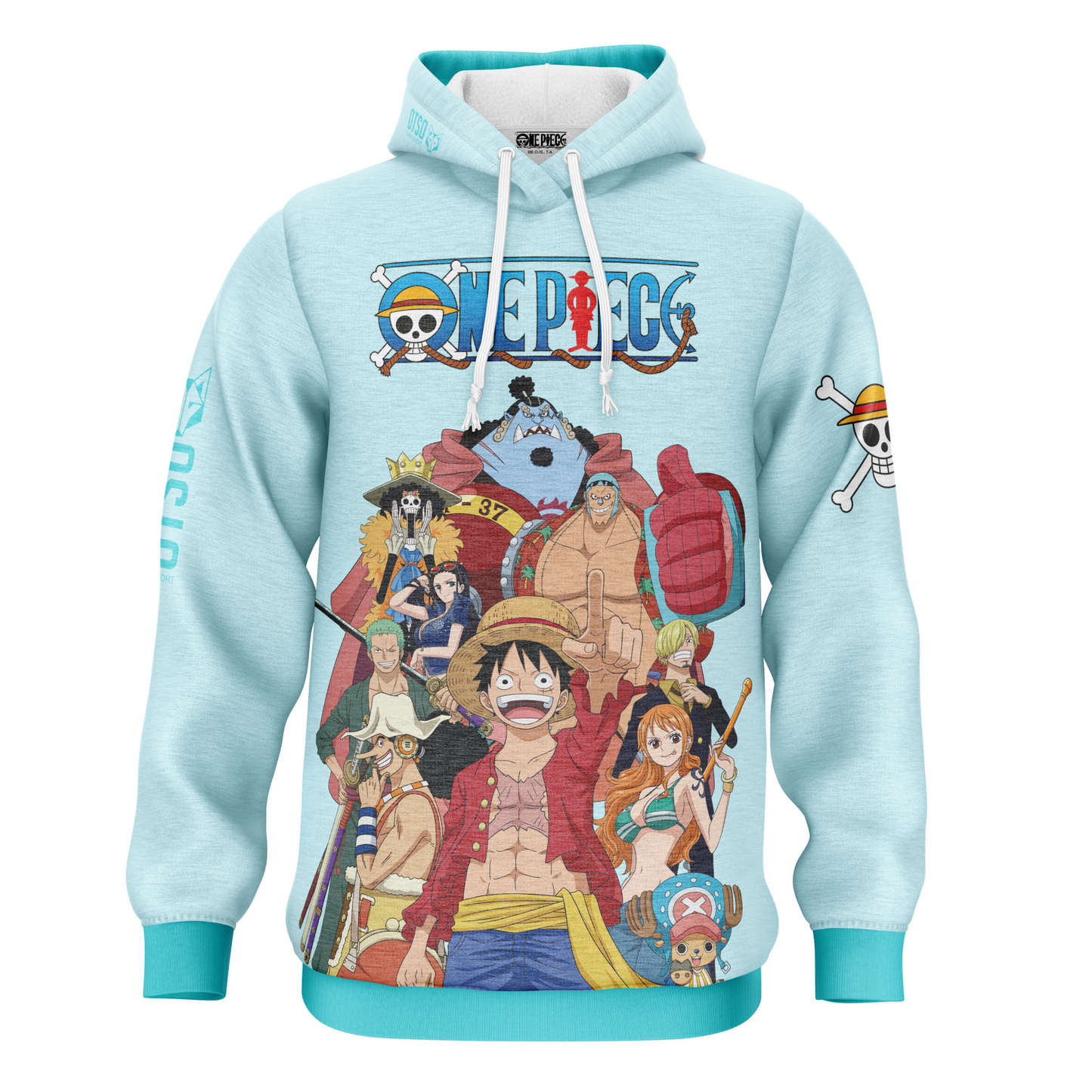Sweatshirt - One piece fishman straw hat crew turquoise
