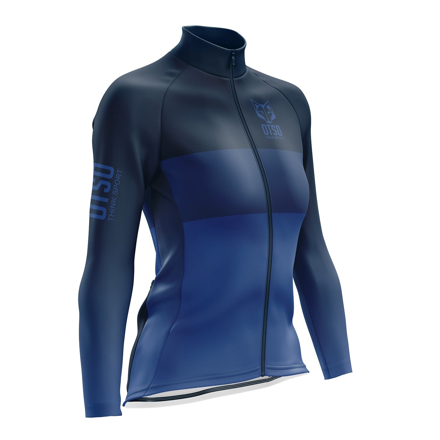 Women's long sleeve winter cycling jersey - Midnightblue