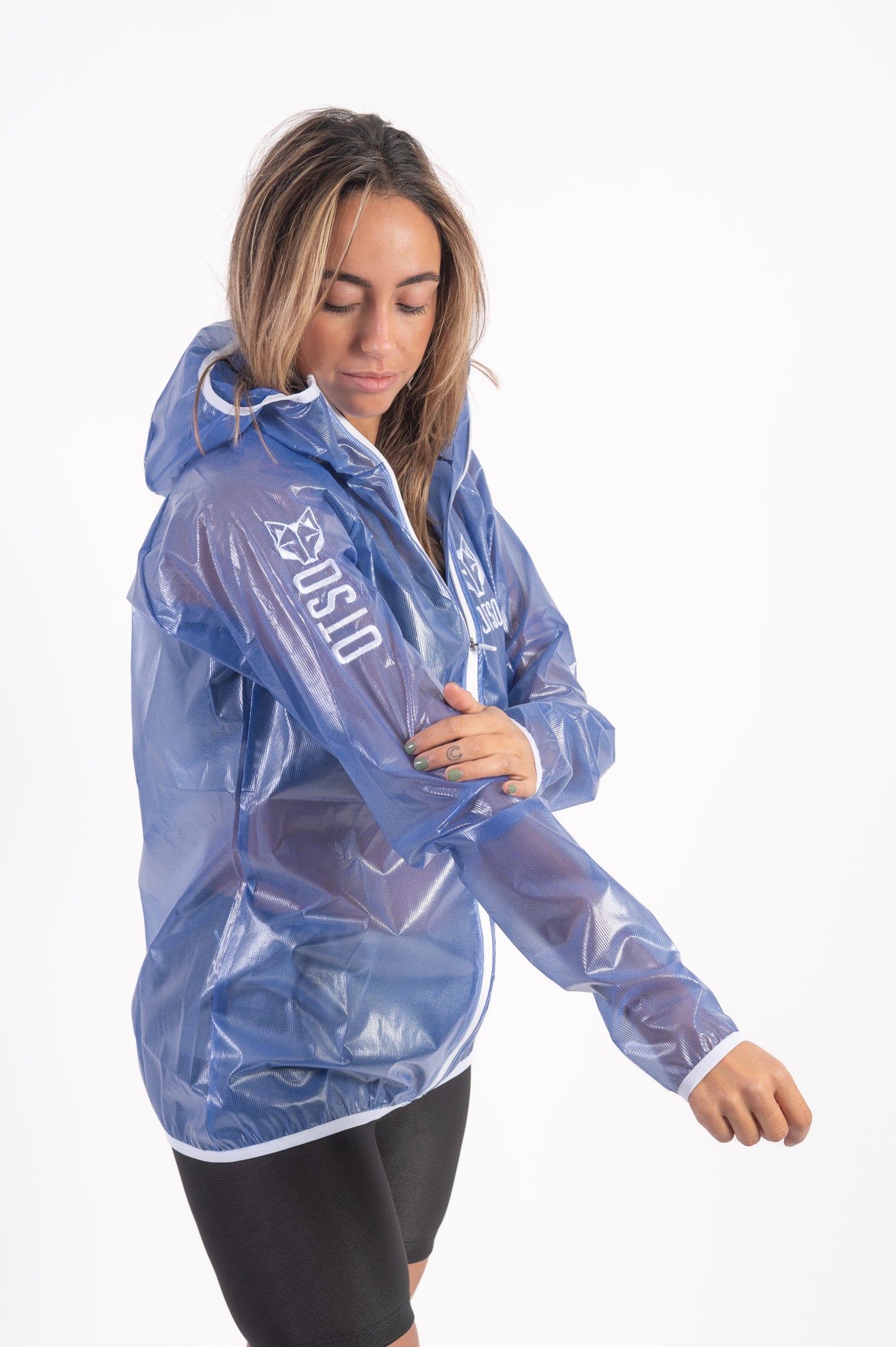 Waterproof jacket - Electric Blue & White
