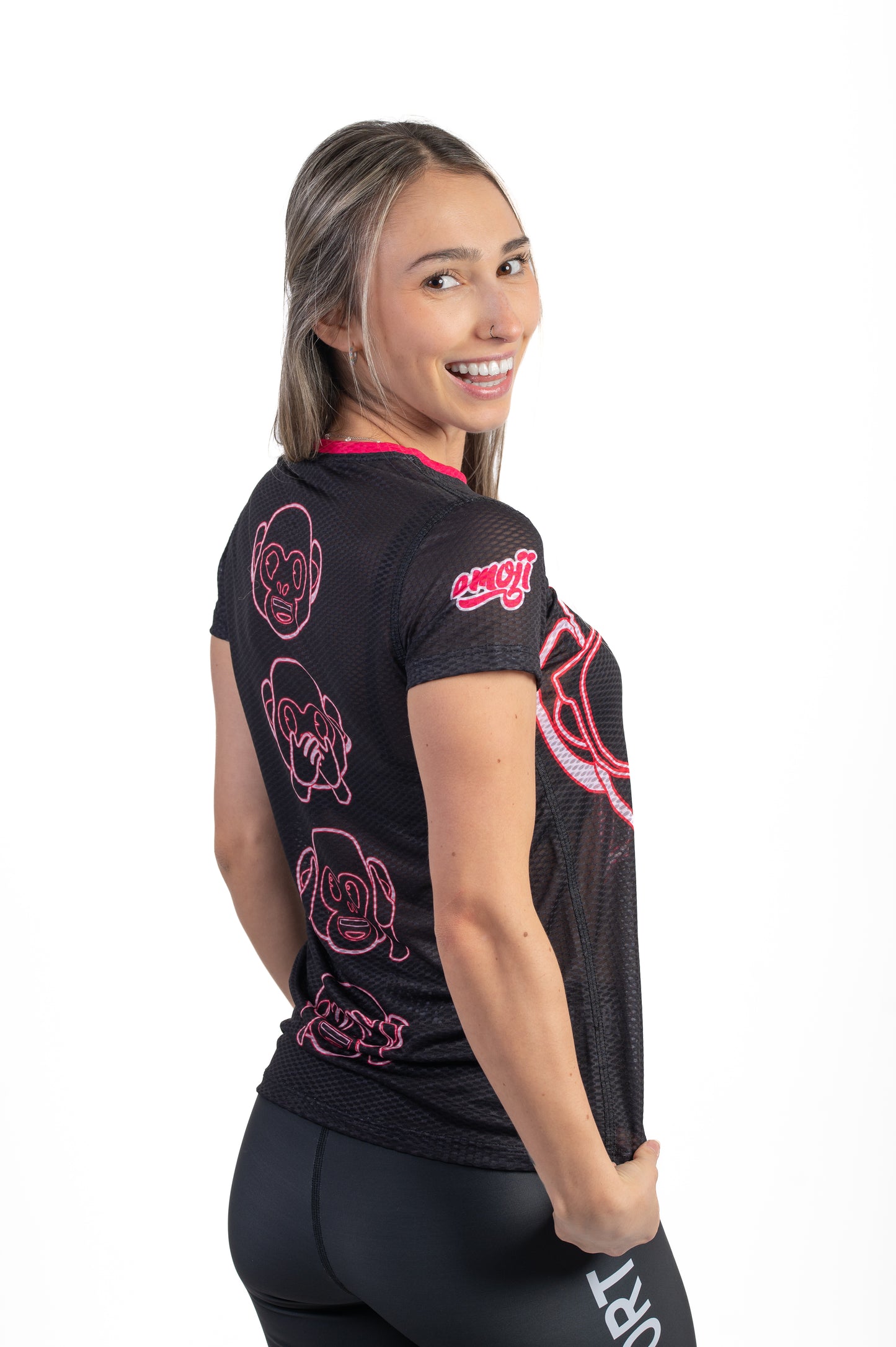 Camiseta manga corta mujer - Emoji Monkey Neon