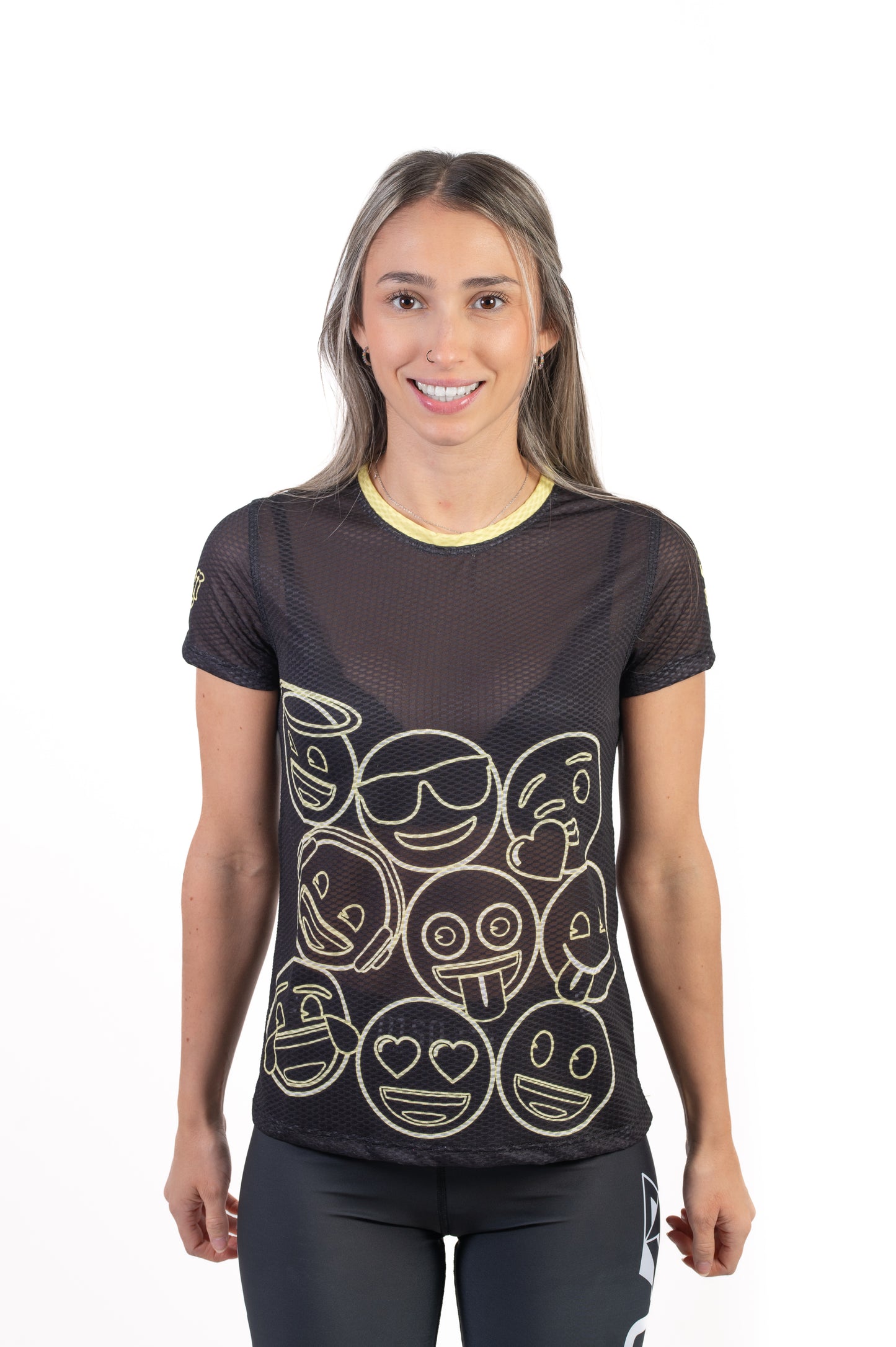 Camiseta manga corta mujer - Emoji Neon Faces