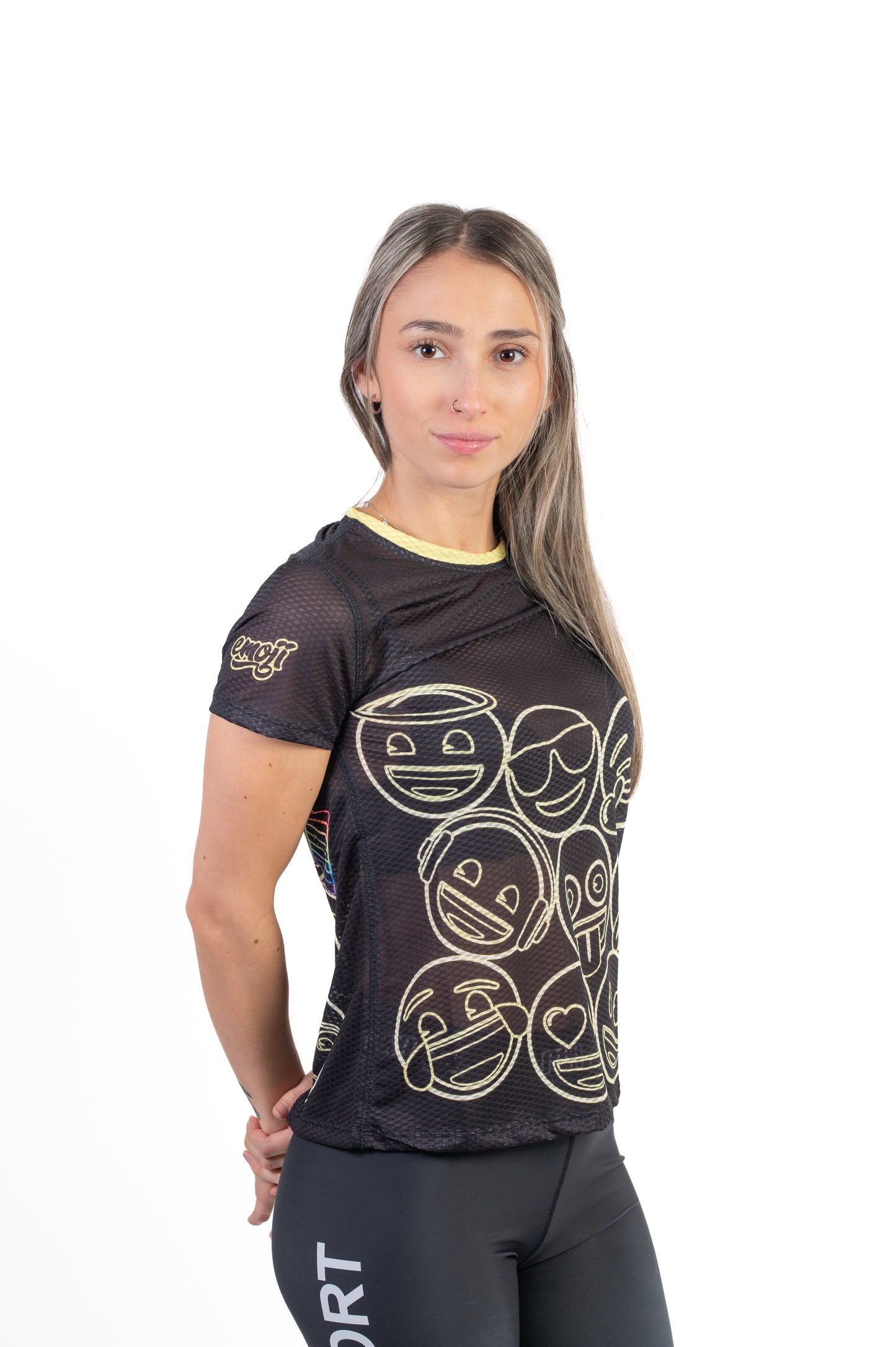 Camiseta manga corta mujer - Emoji Neon Faces