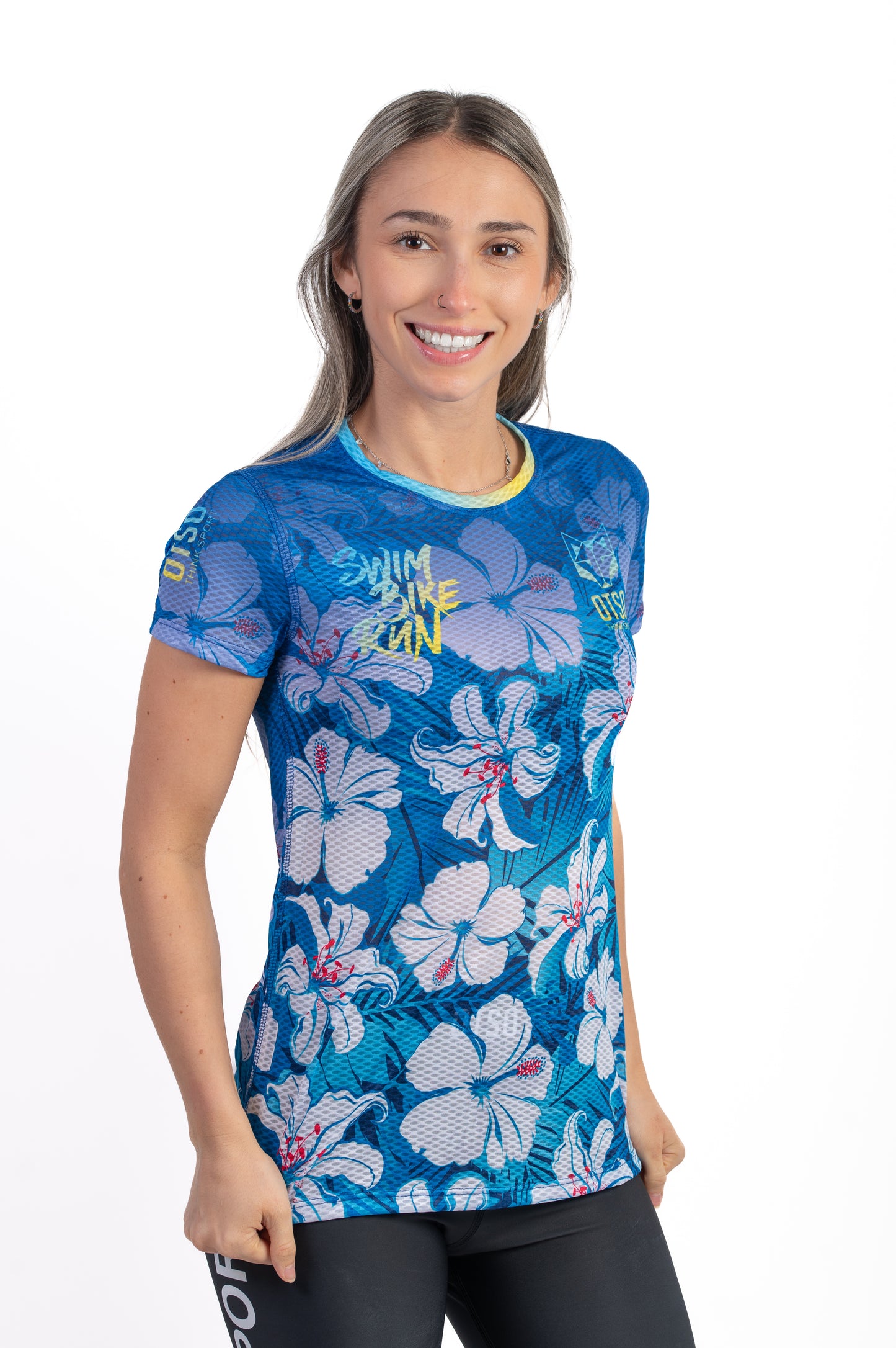 T-shirt manches courtes femme - Swim Bike Run Flower