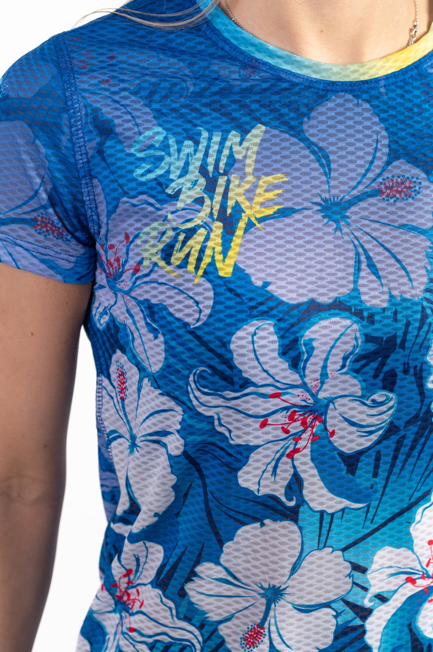 T-shirt manches courtes femme - Swim Bike Run Flower