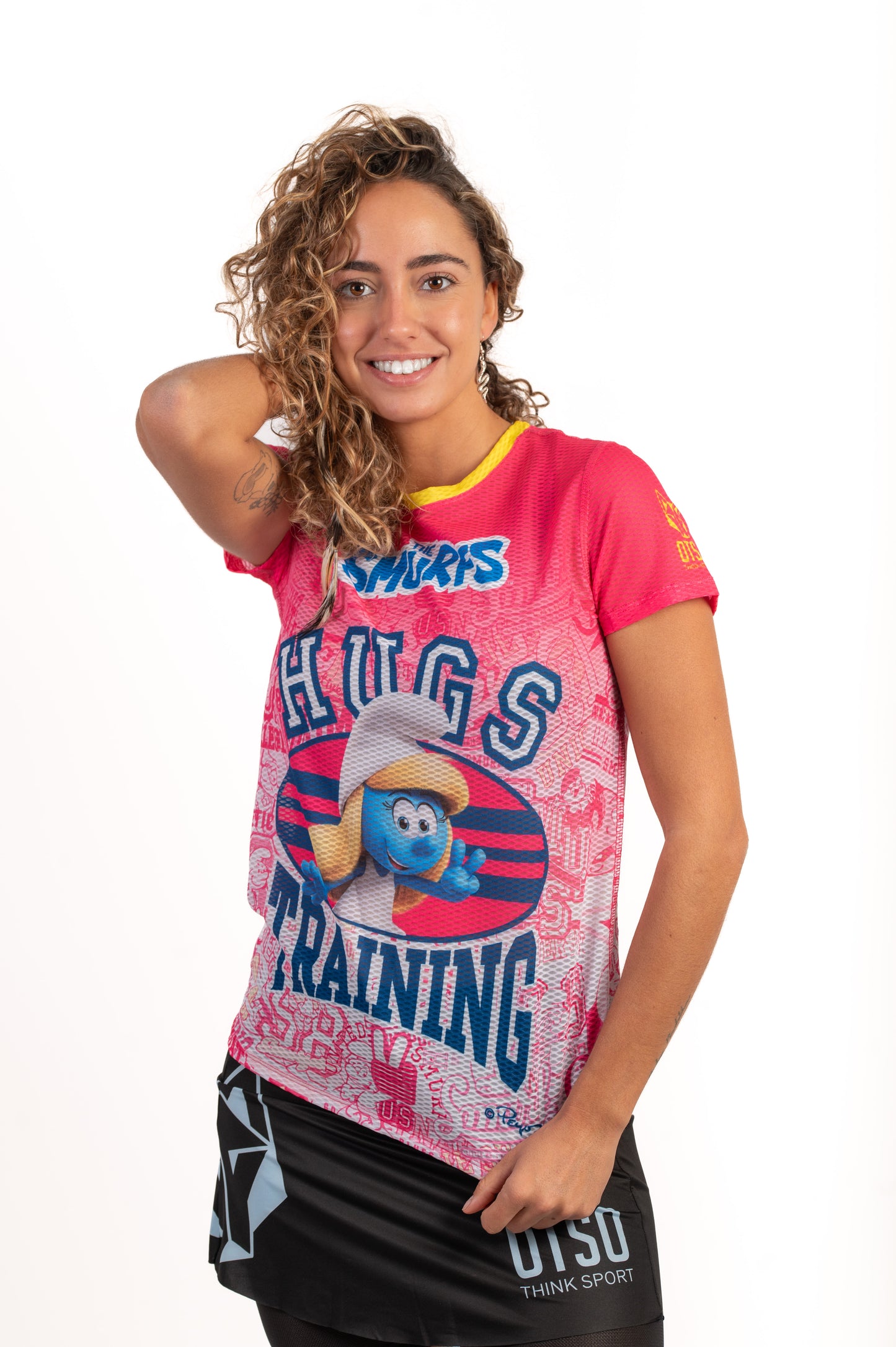 Camiseta manga curta mulher - Smurfs Abraços
