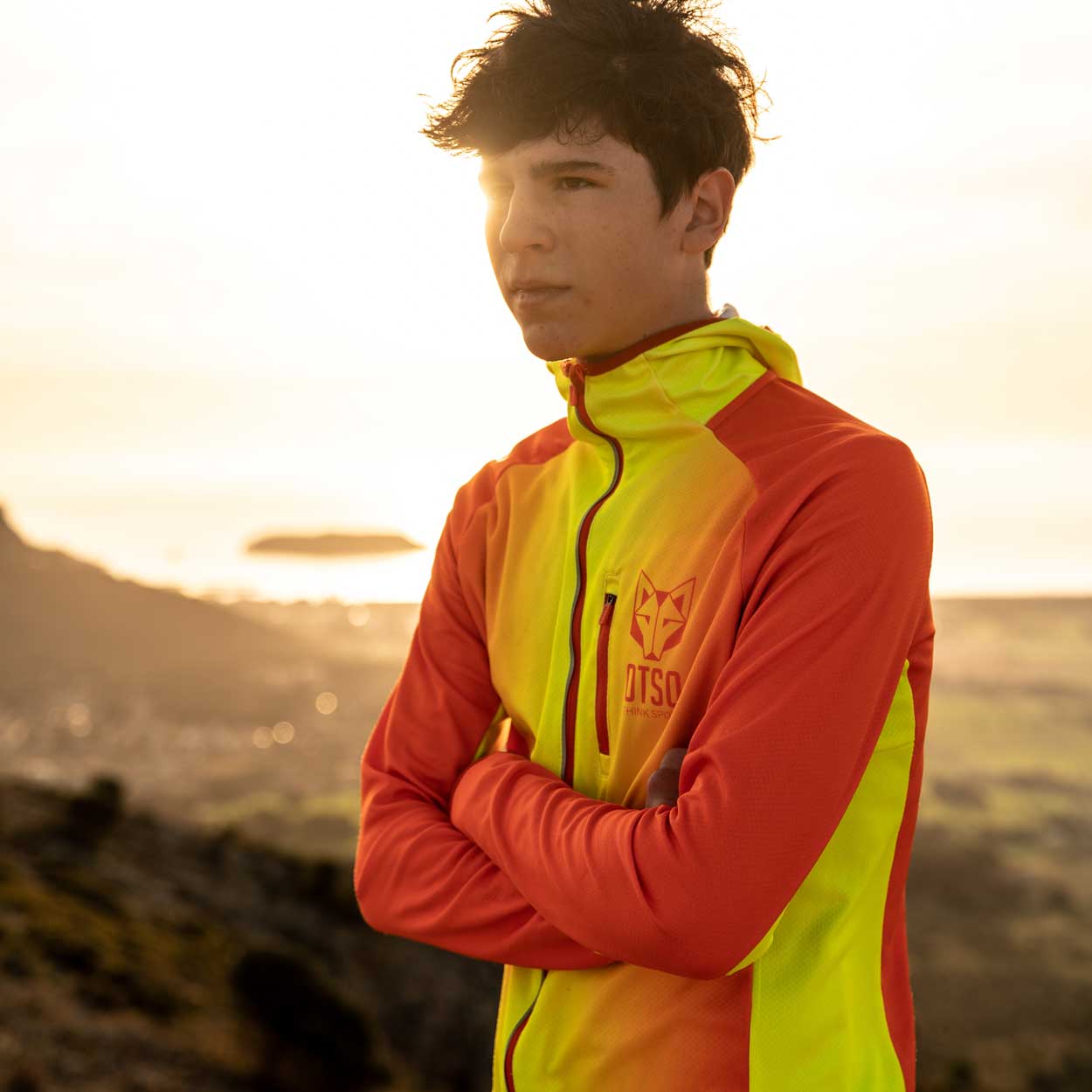 Sweat à capuche de sport unisexe - Orange fluo & Jaune fluo