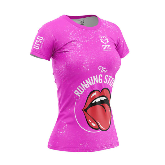 Short Sleeve T-Shirt Women - Running Stones Pink