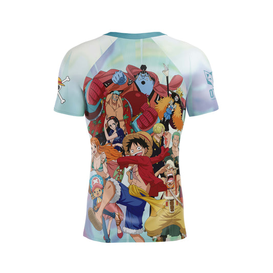Short sleeve t-shirt men - One piece fishman luffy and the crew green
