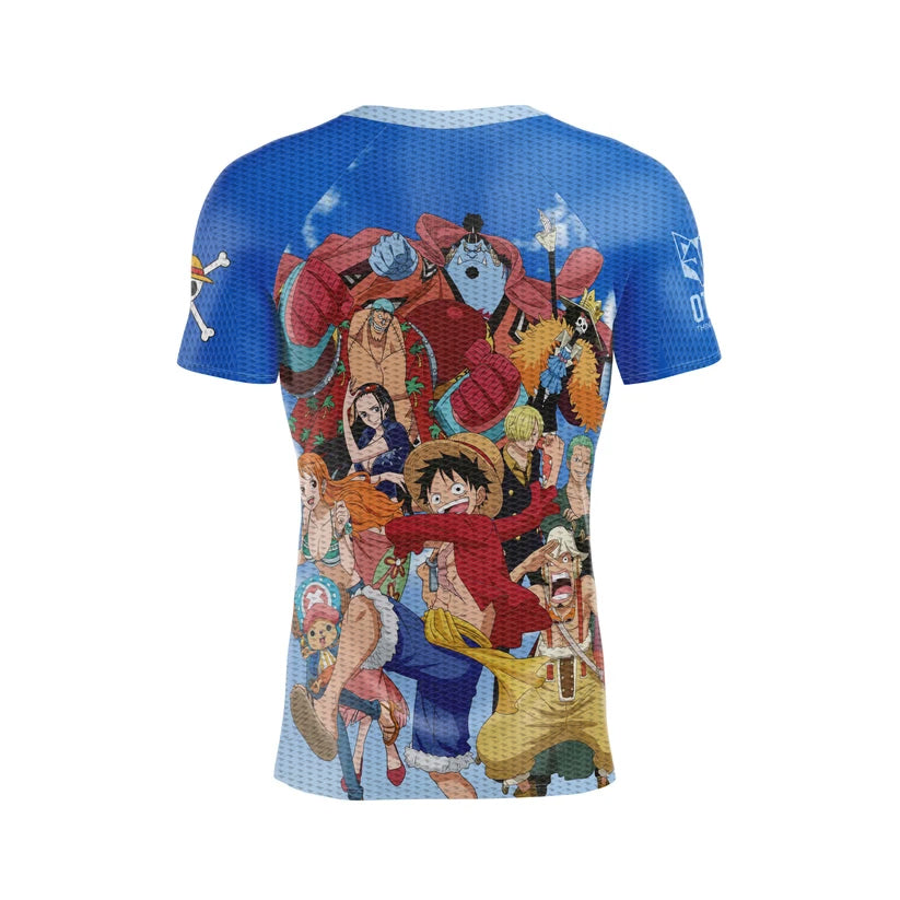 Samarreta màniga curta home - One piece fishman luffy and the crew blue