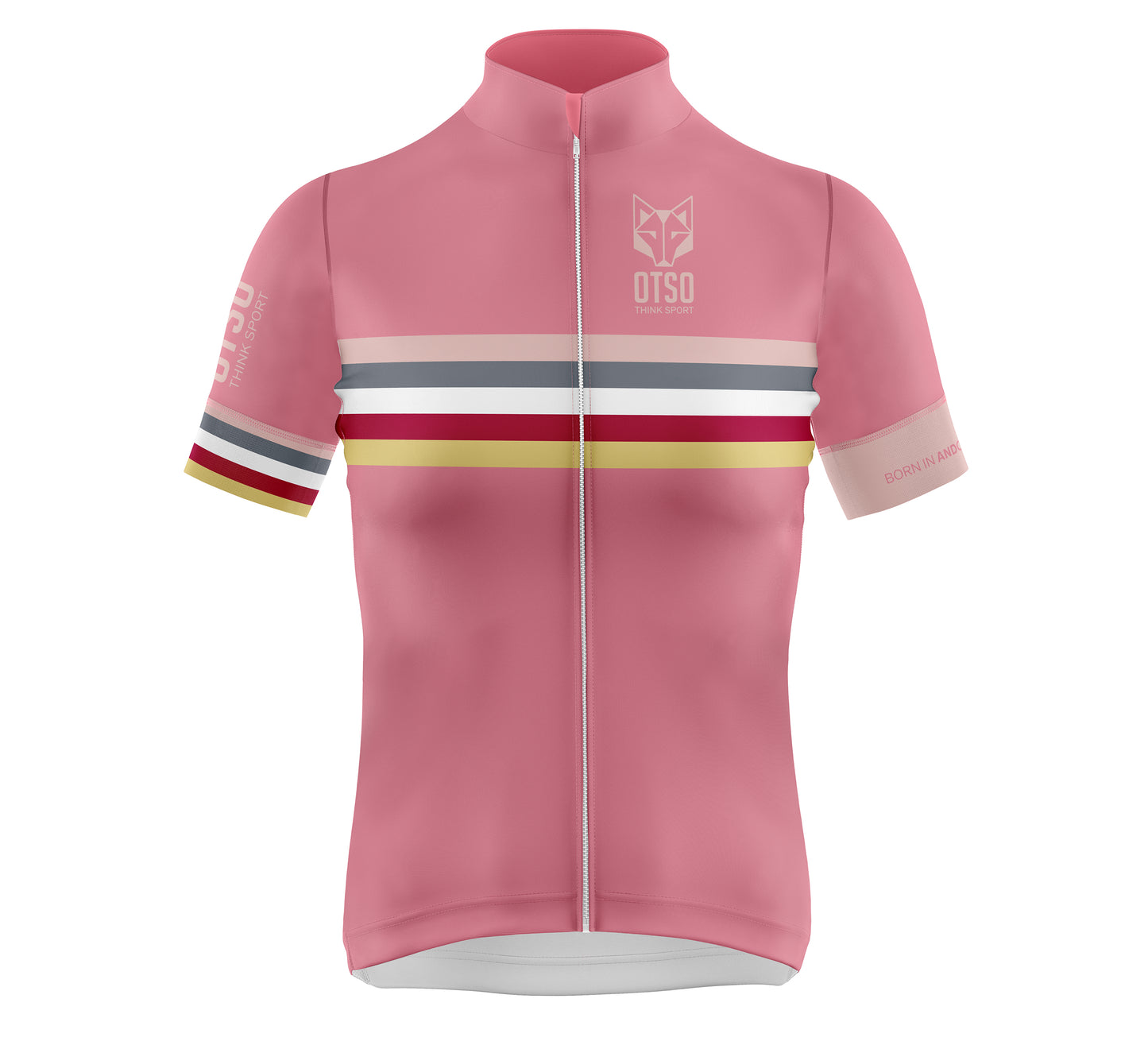 Maglia da ciclismo a manica corta da donna - Stripes Coral Pink (Outlet)