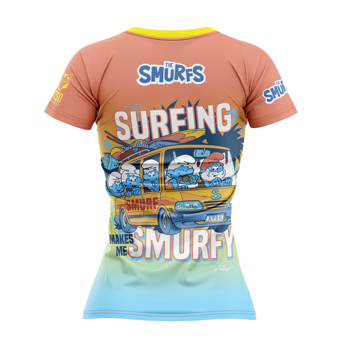 Camiseta feminina de manga curta Smurf Smurfing