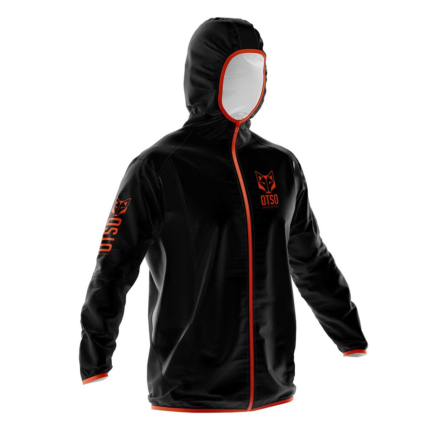 Waterproof jacket - Black & Fluo Orange