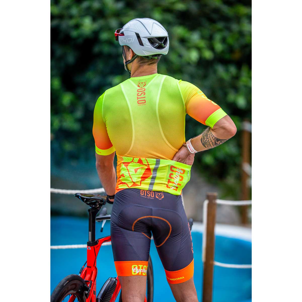Calções de ciclismo masculino - Fluo Orange (Outlet)