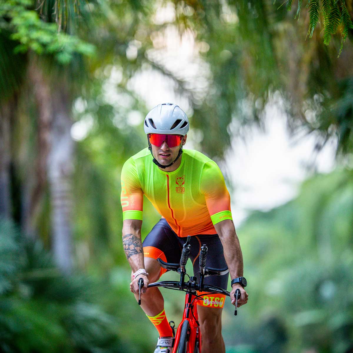 Calções de ciclismo masculino - Fluo Orange (Outlet)