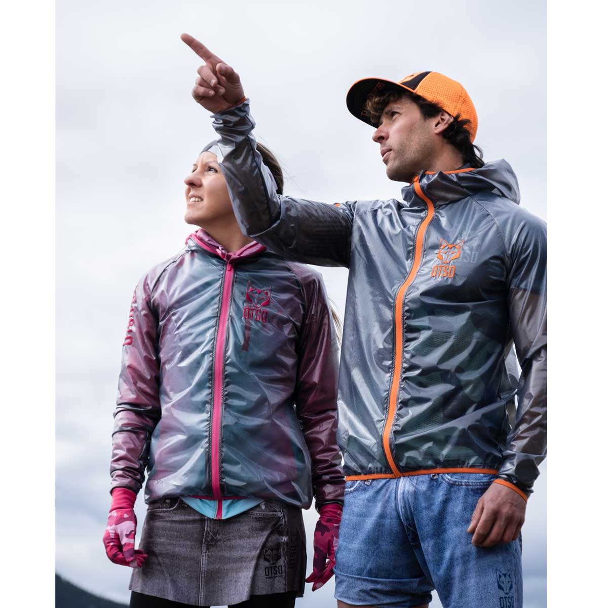 Waterproof jacket - Black & Fluo Orange