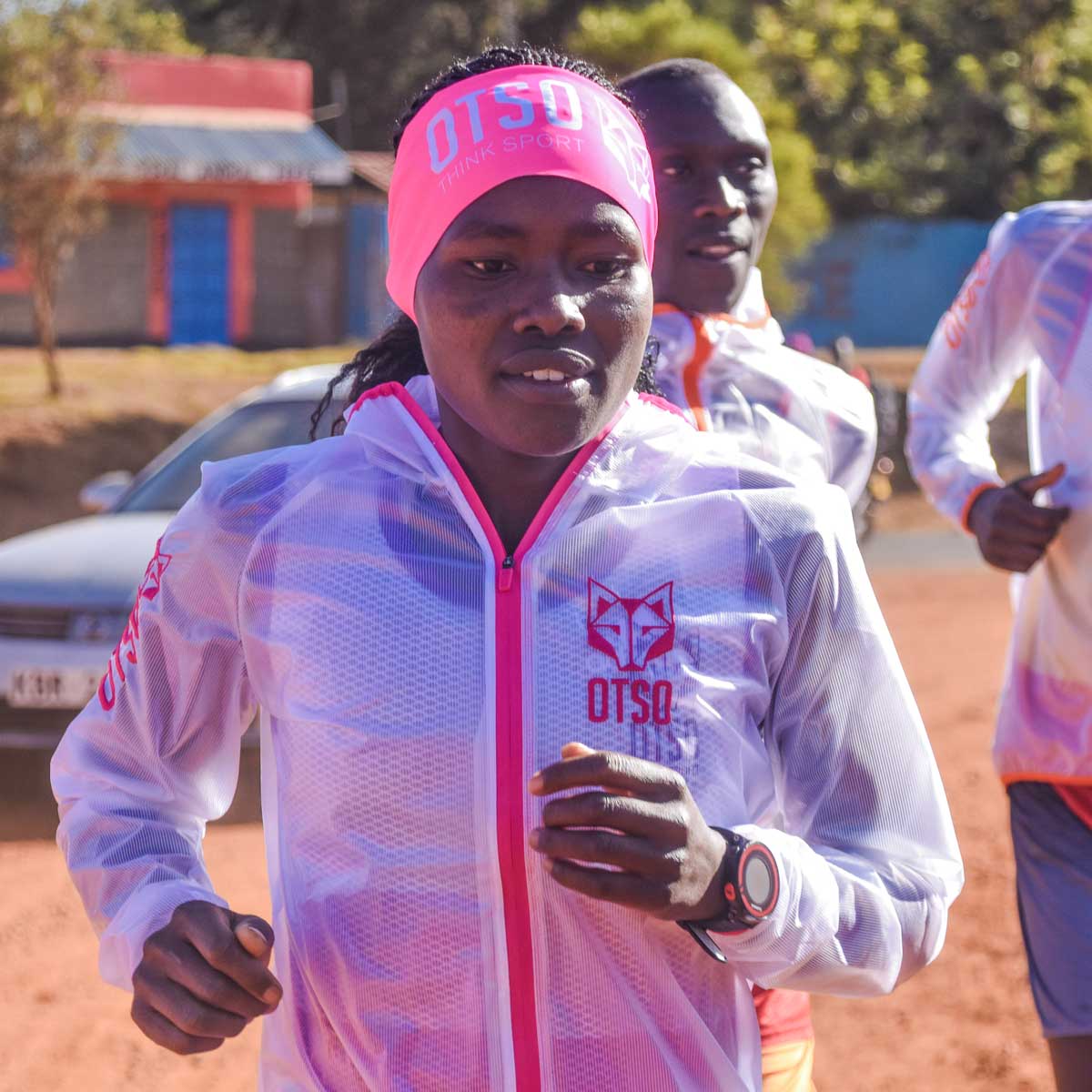 Waterproof jacket - White & Fluo Pink