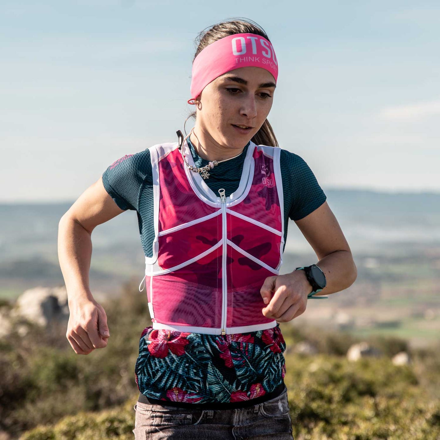 Mochila para corrida de trilha - Camo Pink