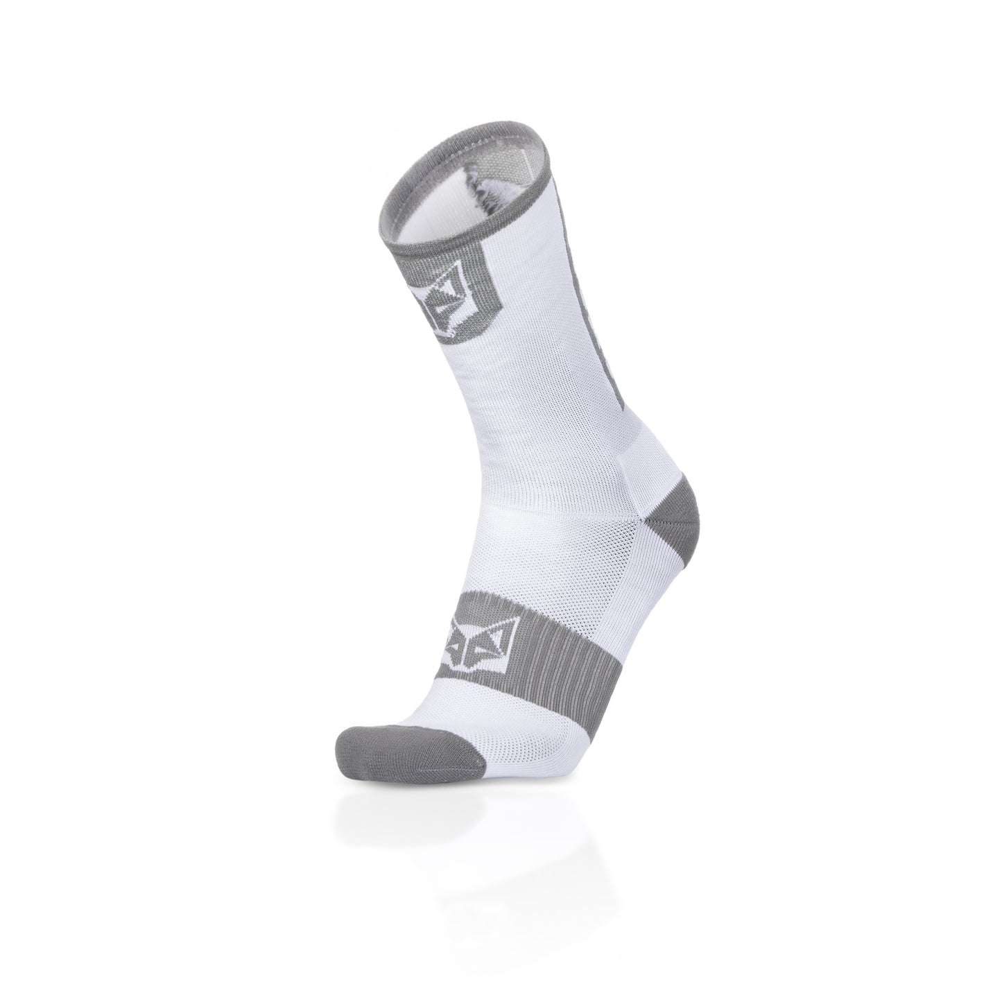 High Cut Cycling Socks - Pure White & Silver Grey