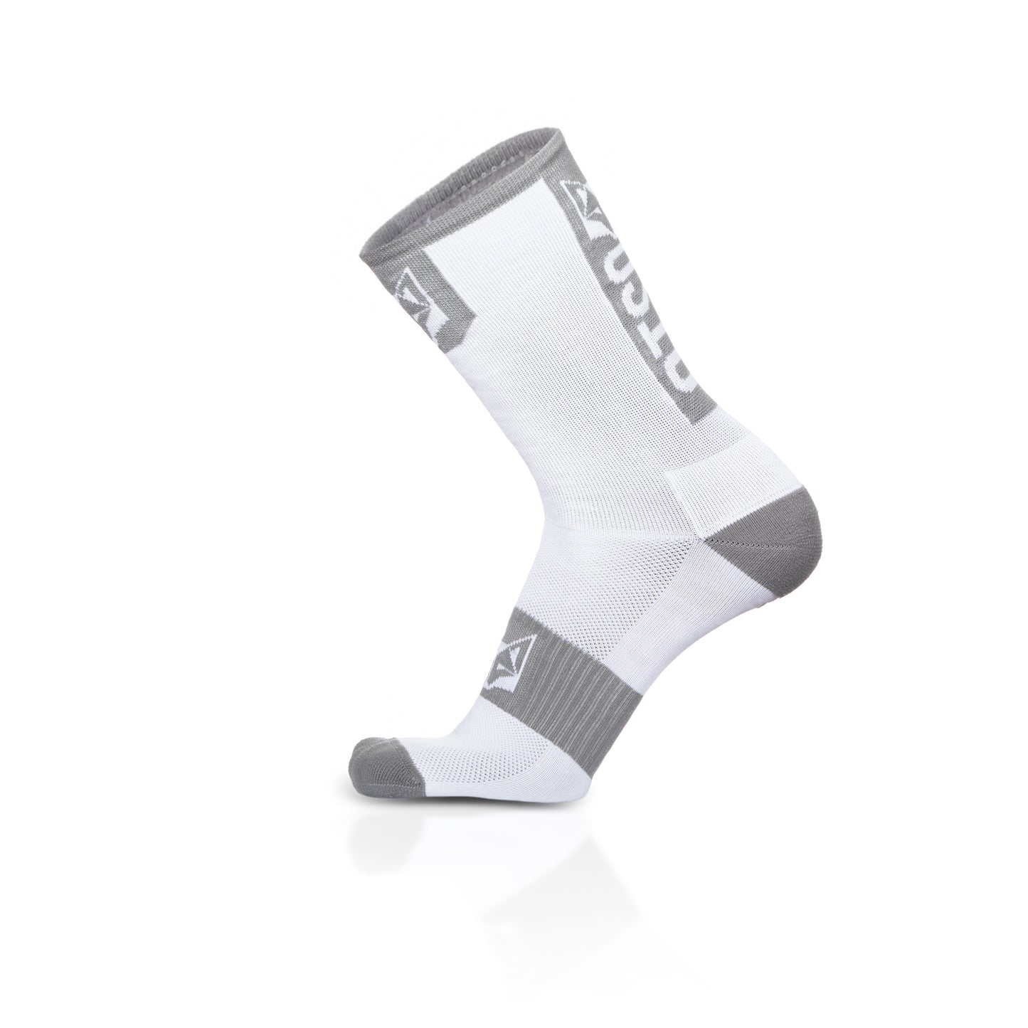 High Cut Cycling Socks - Pure White & Silver Grey