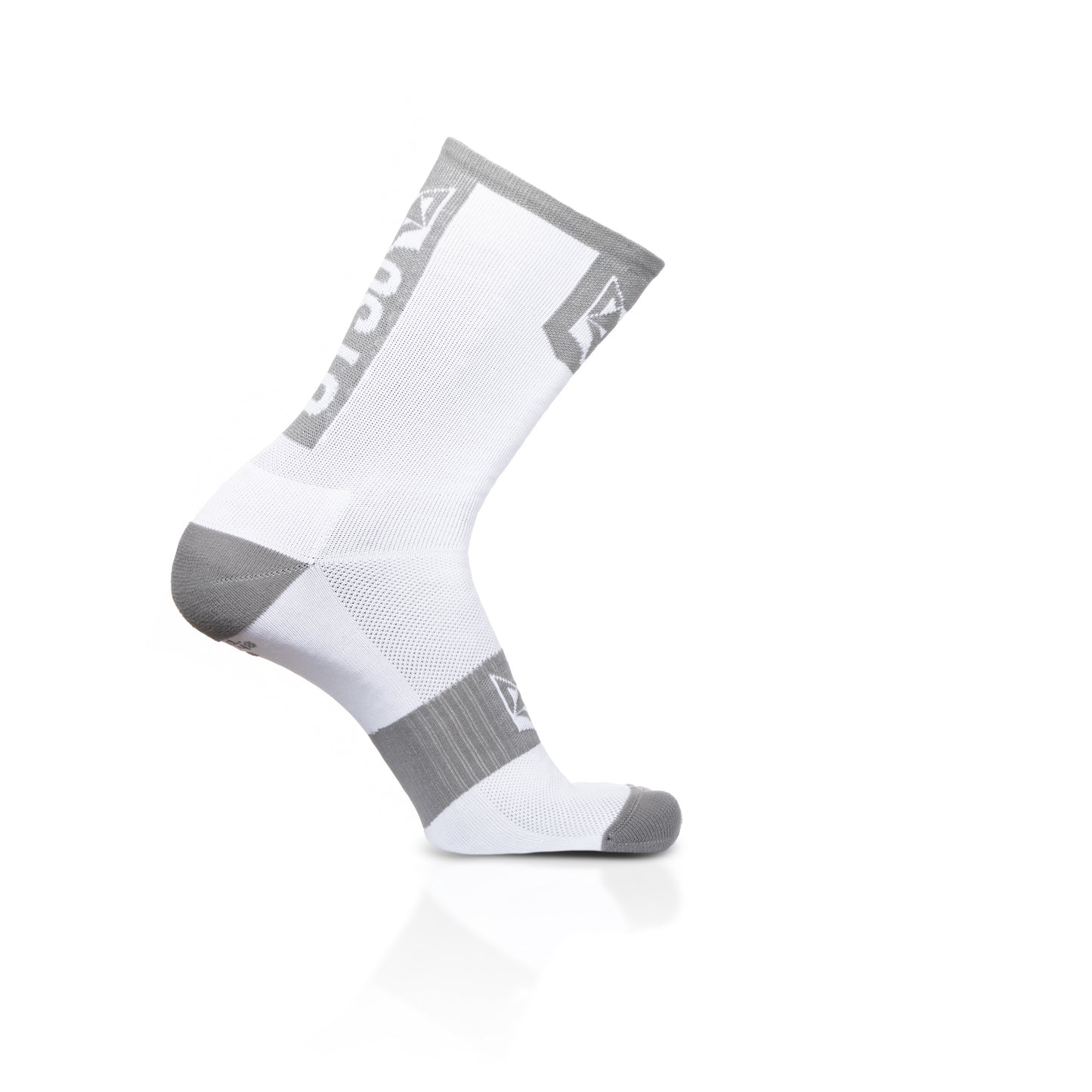 High Cut Cycling Socks - Pure White & Silver Grey