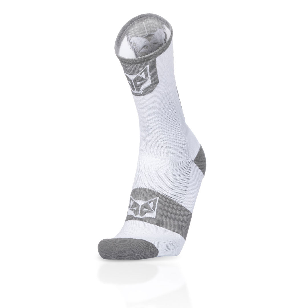 High Cut Cycling Socks - Pure White & Silver Grey