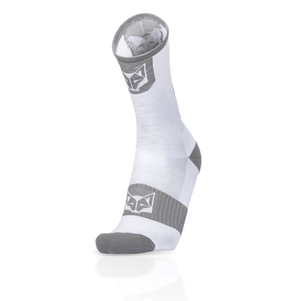 High Cut Cycling Socks - Pure White & Silver Grey