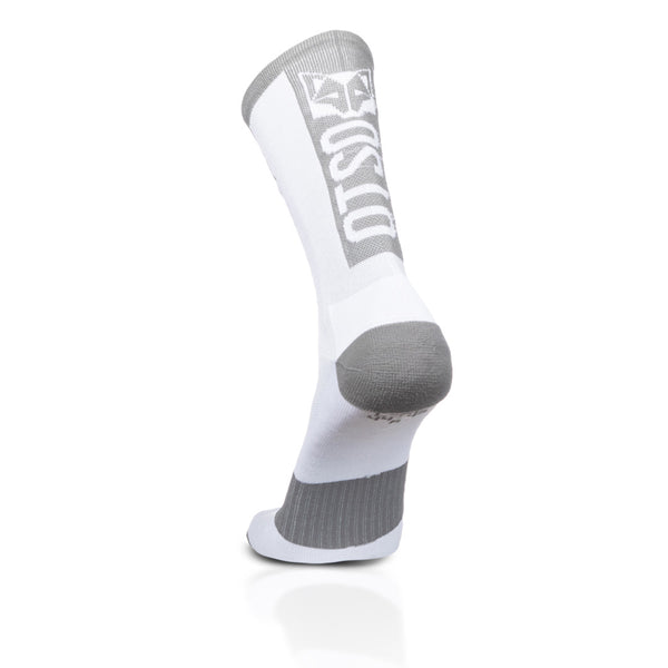 High Cut Cycling Socks - Pure White & Silver Grey